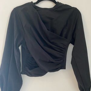 Missguided cropped cross shirt w balloon sleeves